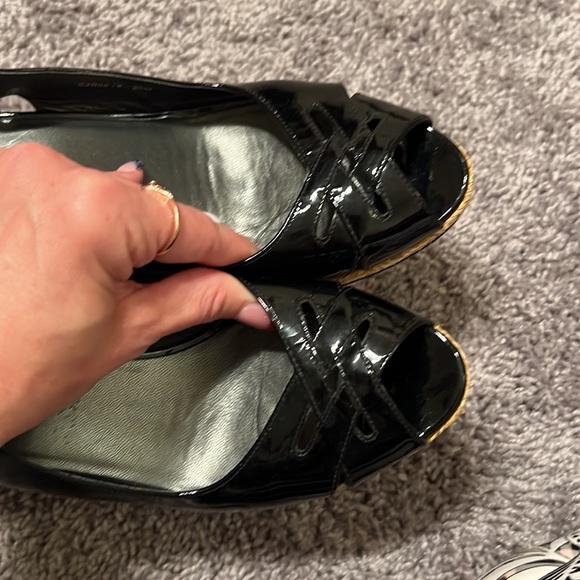 Stuart Weitzman black DoLunch Espadrille patent wedges sz 9.5 - Picture 10 of 15